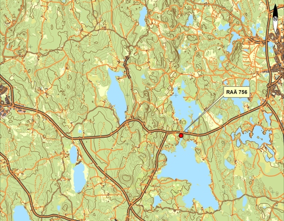En karta som visar var boplatsen ligger